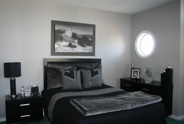 grey & black bedroom - contemporary - bedroom - ottawa -personal