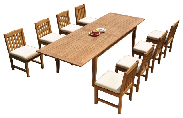 9 Piece Outdoor Teak Set 122 X Large, How Long Is A Rectangular Table That Seats 8