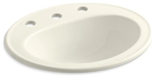 Kohler Pennington Drop-In Bathroom Sink with 8" Widespread Faucet Holes, Biscuit