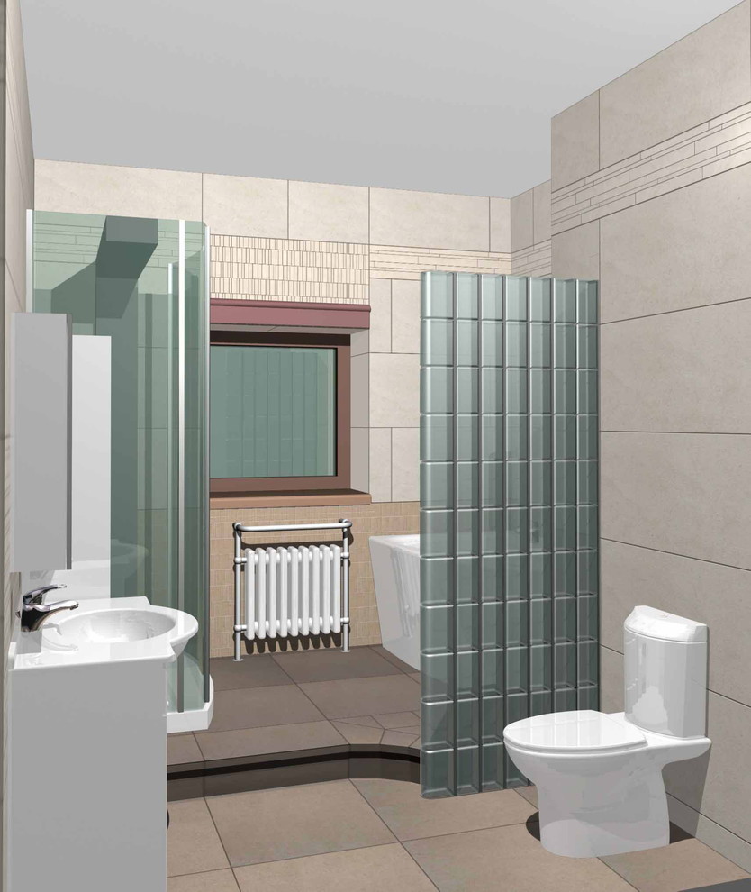 санузел с ванной и кабиной