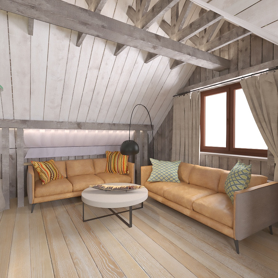 Зоны отдыха. Мансардный этаж бани-зона отдыха и развлечений в стиле Шале.