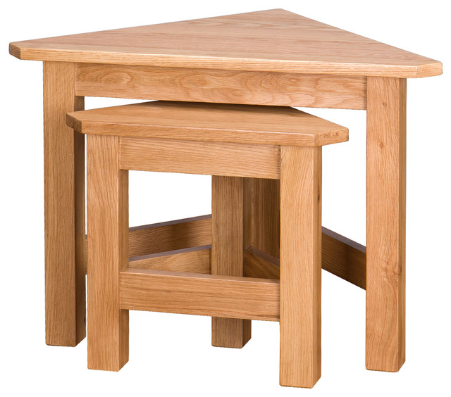 Oak Corner Nesting Tables, Set of 2