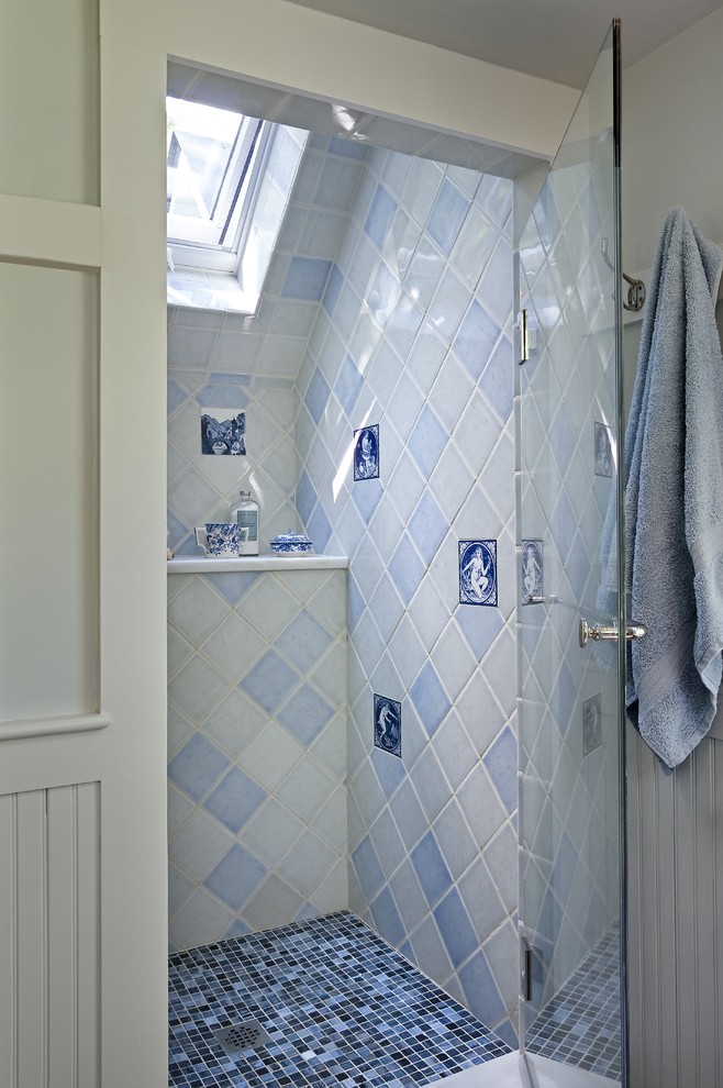 Photo of a traditional bathroom in Burlington with mosaic tile.