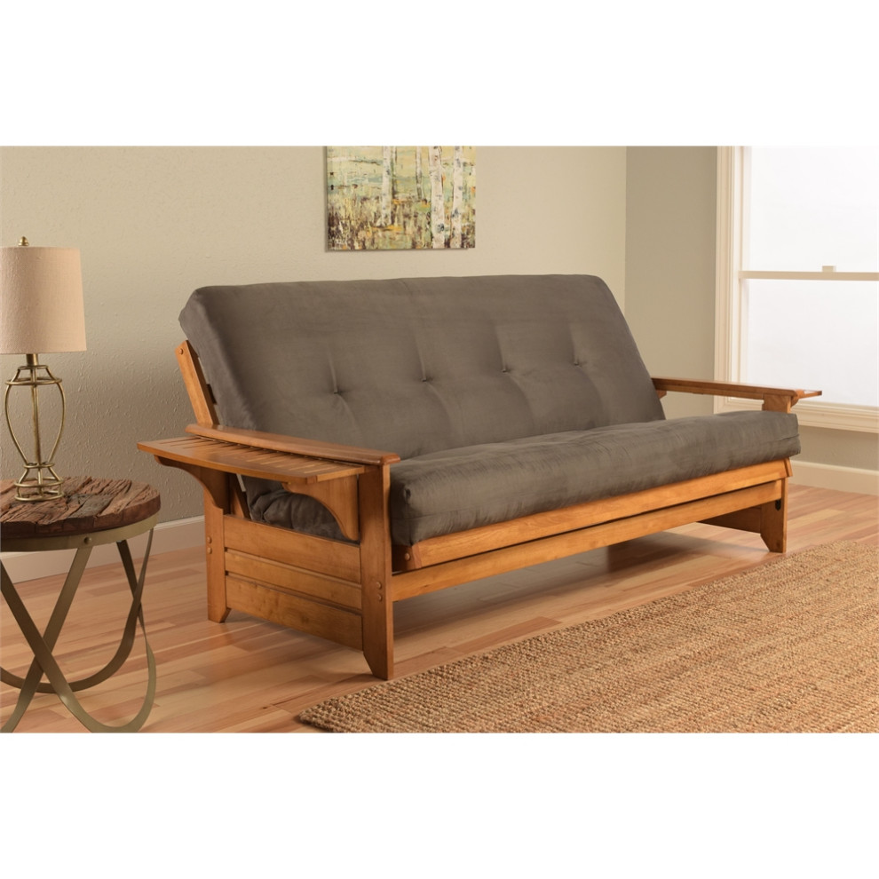Phoenix FrameButternut FinishSuede Gray Mattress Transitional