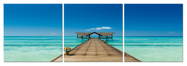 Baxton Studio Azure Tropics Mounted Photography Print Triptych