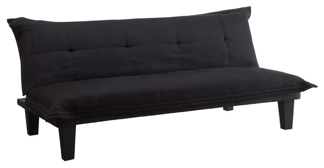 Microfiber Click Clack Sleeper Sofa Bed Futon Lounger Transitional Black Microfiber Click Clack Sleeper Sofa Bed Futon Lounger