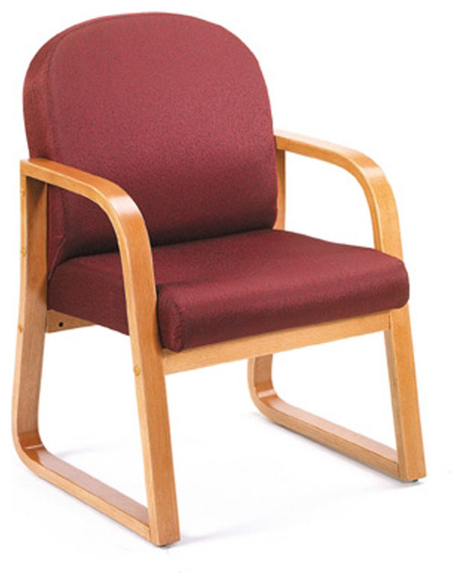 Boss Chairs Boss Oak Frame Side Chair in Burgundy Fabric