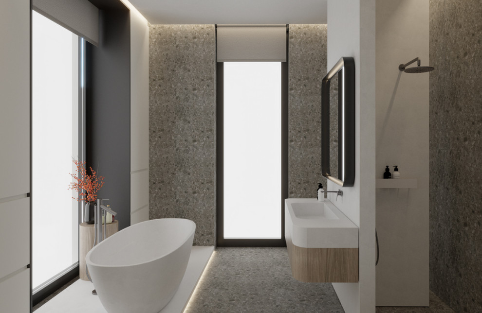 Ванная в современном стиле  приватный блок  ( 17 кв )