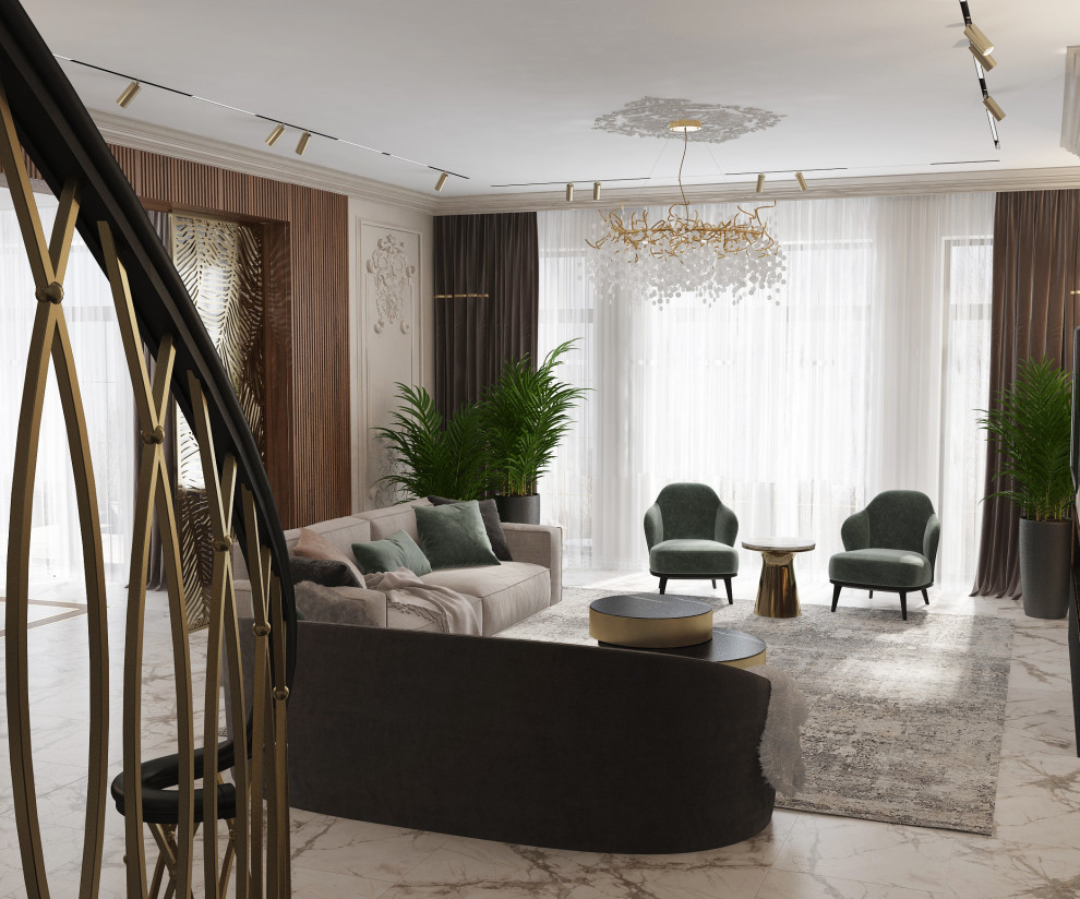 Дизайн-проект  1 этажа в загородном доме