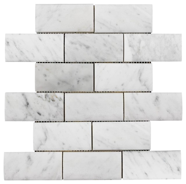 Mto0323 Classic Pillowed Subway White Polished Carrara Marble