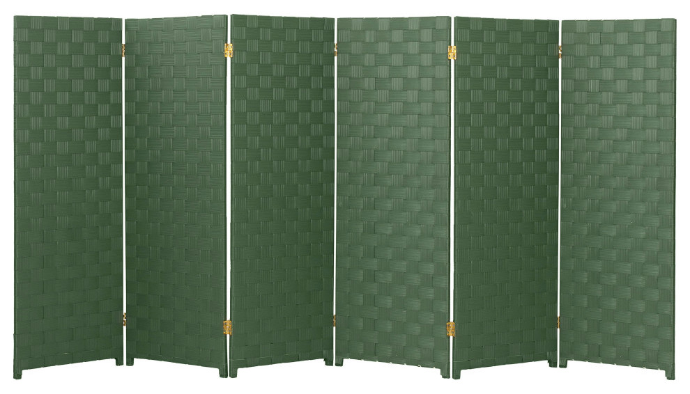 4 ft. Short Woven Fiber Outdoor All Weather Room Divider, 6 Panel