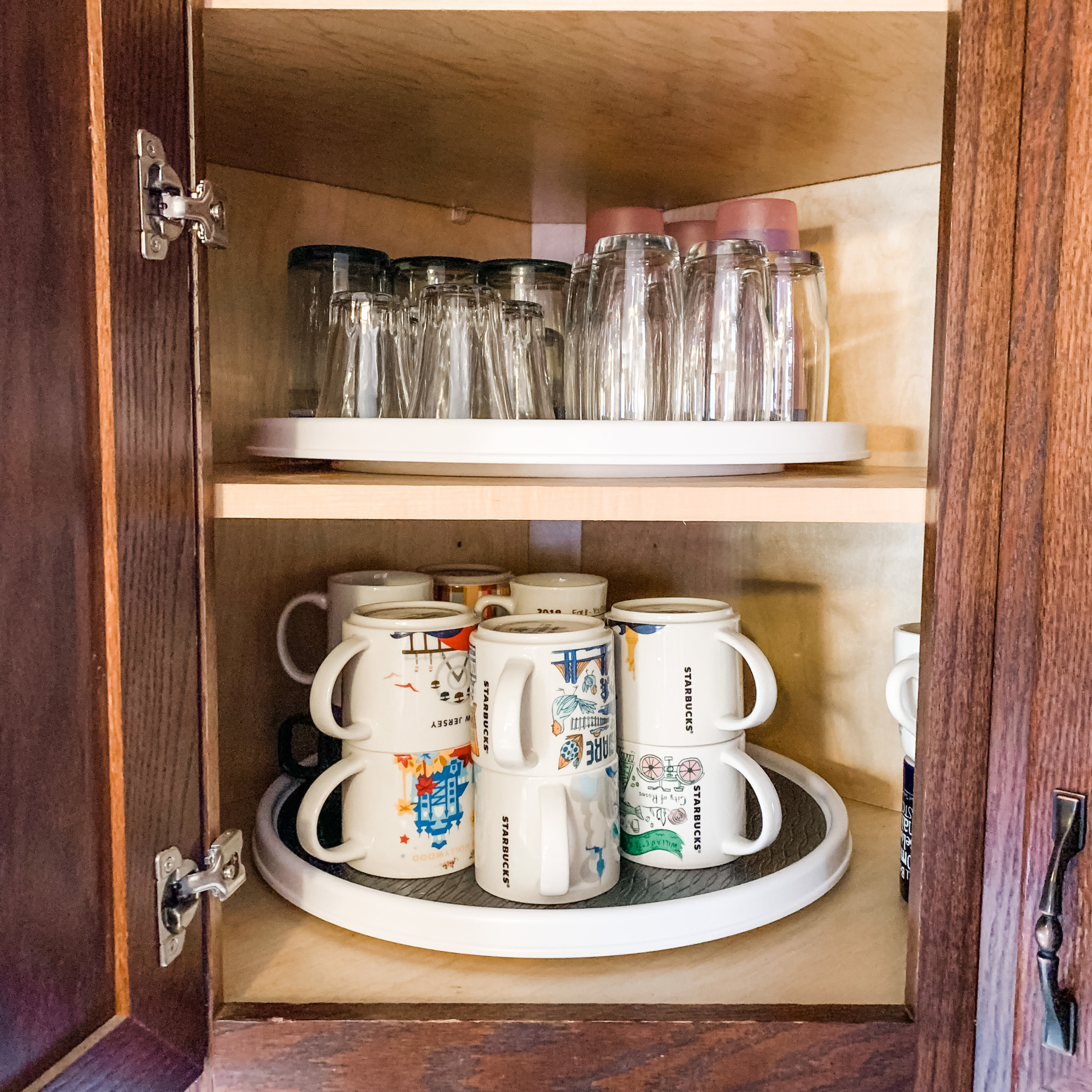 A collection of images of kitchen and pantry organization projects.