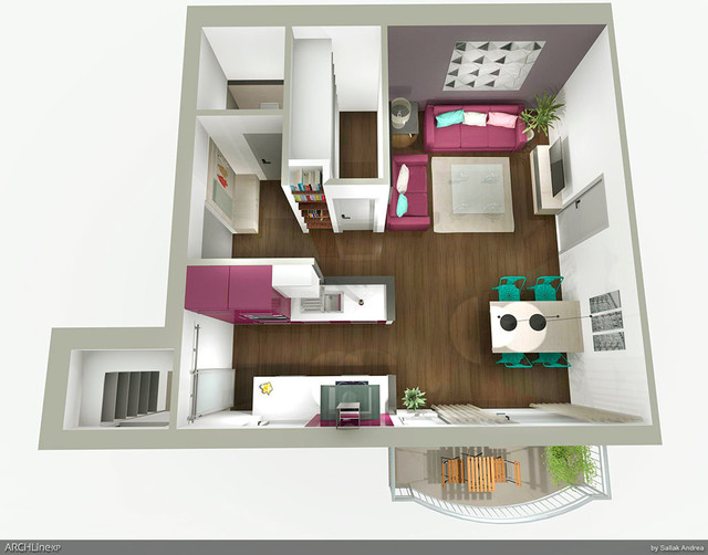 Kitchen conversion in two different style modern-rendering
