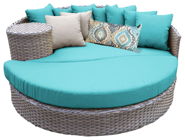 Oasis Circular Sun Bed Outdoor Wicker Patio Furniture Tropical Chaise Lounges By Design Furnishings Houzz - Circular Patio Furniture Cushions