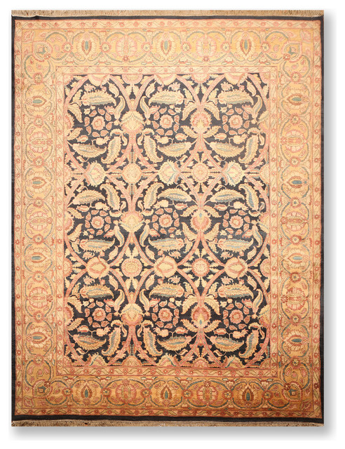 Charcoal Gold Color Persian Rug 9 1 X12 3 Traditional Area Rugs By Oriental Rug Of Houston Houzz
