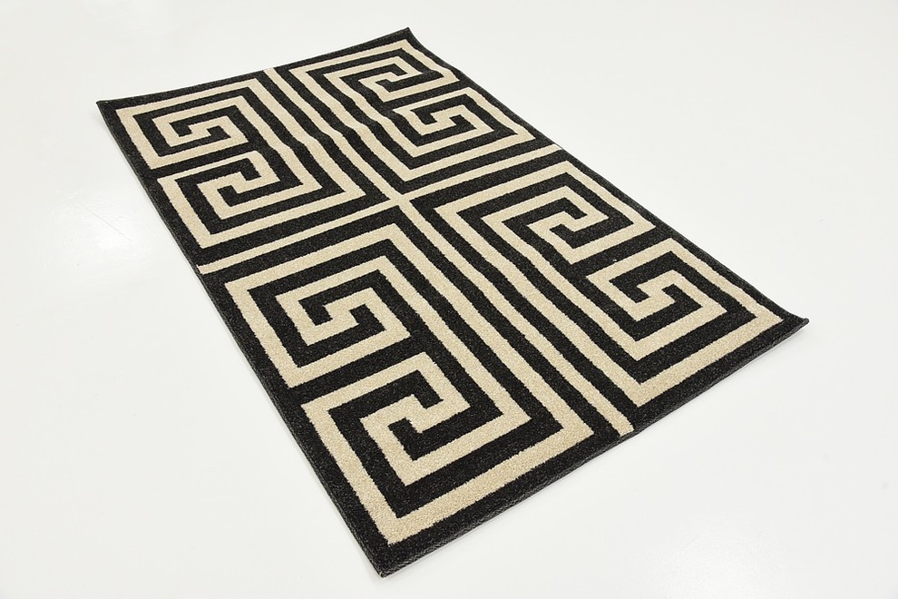 Unique Loom Greek Key Athens Area Rug, 3'3"x5'3" Contemporary Area