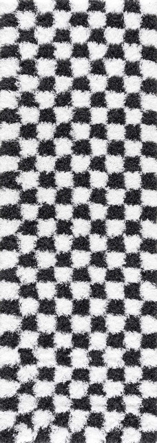 Hauteloom Atira Black & White Checkered Area Rug - 2'7" x 7'3" Runner
