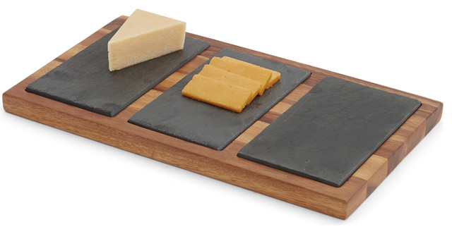 Slate and hardwood cheeseboard