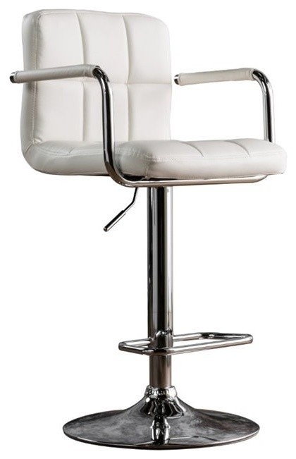 Furniture of America Reiley Modern Metal Adjustable Bar Stool in White