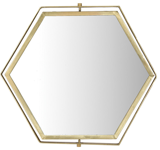 Rashell 36 Hexagon Mirror Brass Plated