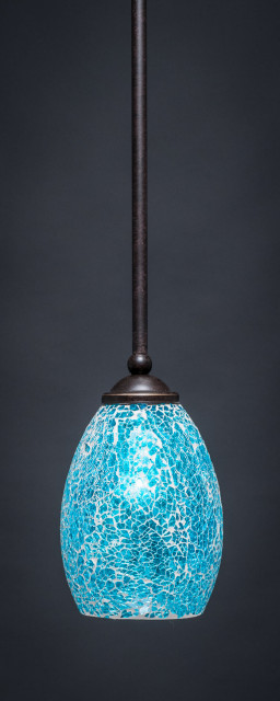 Zilo Traditional Mini Pendant - Dark Granite, Turquoise Fusion, 1