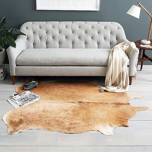 Premium Brazilian Palomino Cowhide Rug, 8'x6' Contemporary Novelty Rugs by Your Western