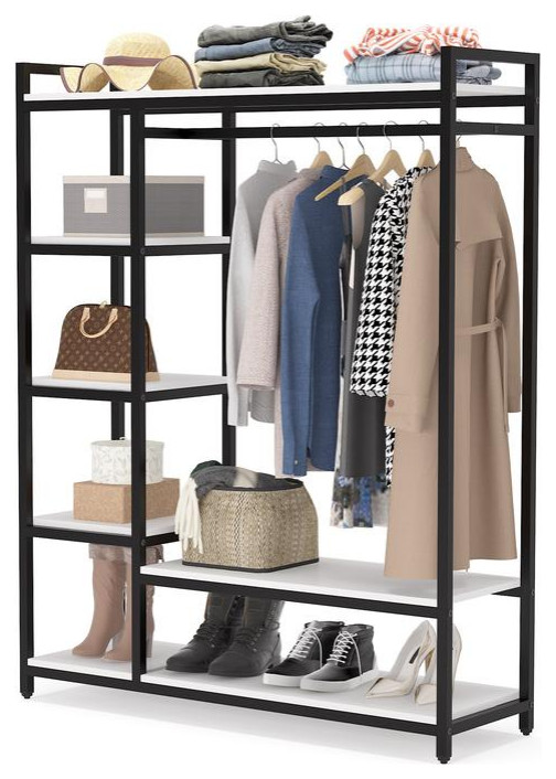 Freestanding Garment Rack, Clothes Rack, Open Wardrobe Closet Storage - Clothes  Racks - by SUNFLOWR TRADE INC | Houzz