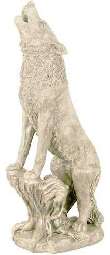 Wolf Howling Garden Animal Statue Rustic Garden Statues And