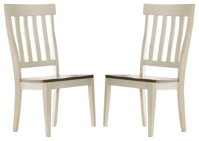 A-America Mariposa Slatback Side Chairs, Cocoa-Chalk, Set of 2