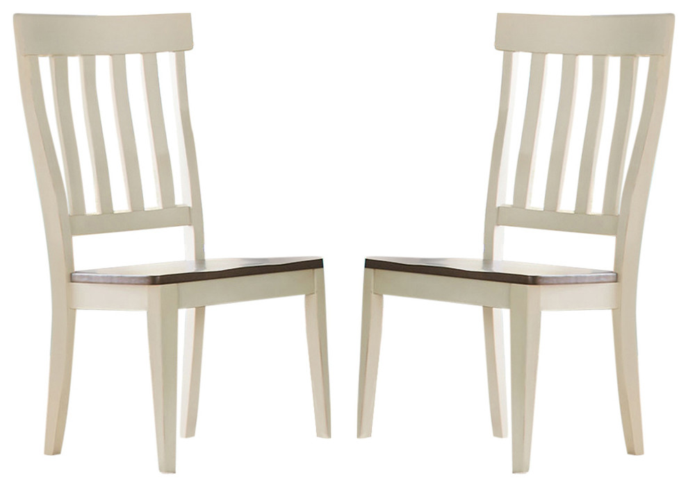 A-America Mariposa Slatback Side Chairs, Cocoa-Chalk, Set of 2