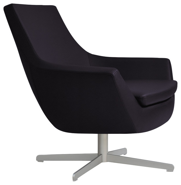 Rebecca 4 Star Chair, Matte Brushed Nickel Base, Black Leatherette