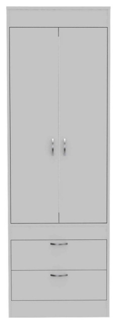 Alabama Armoire with Large Cabinet and 2 Drawers, White