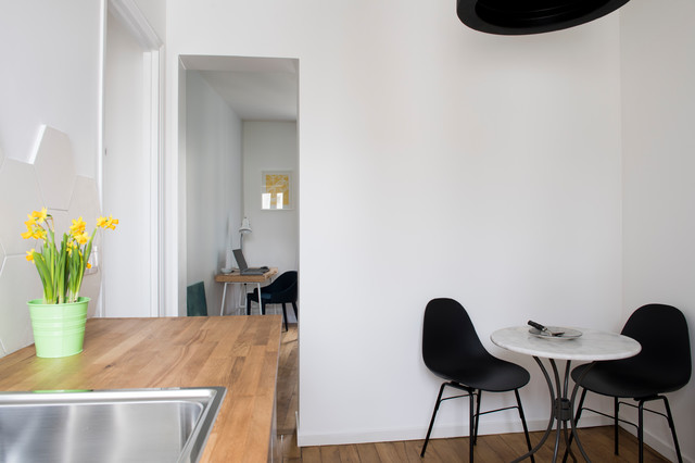 Deux pi&egrave;ces &agrave; Levallois-Perret midcentury-kitchen