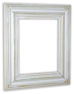 Wide Distressed White Picture Frame, Solid Wood, 16"x20"