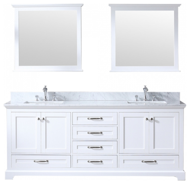 80 Inch White Double Sink Bathroom Vanity, Choice of Top, Transitional