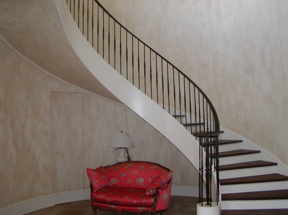Inspiration for a transitional staircase remodel in Chicago