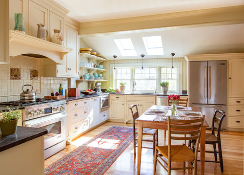 Farmhouse kitchen featuring warm wood cabinetry and functional storage from a kitchen cabinet supplier.