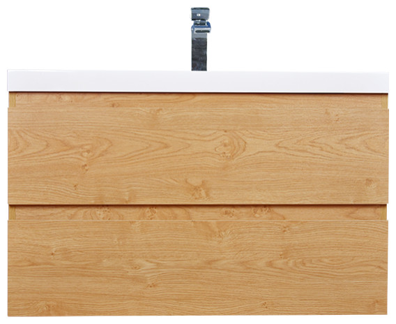 MOB 36" Wall Mounted Vanity With Reinforced Acrylic Sink, New England Oak