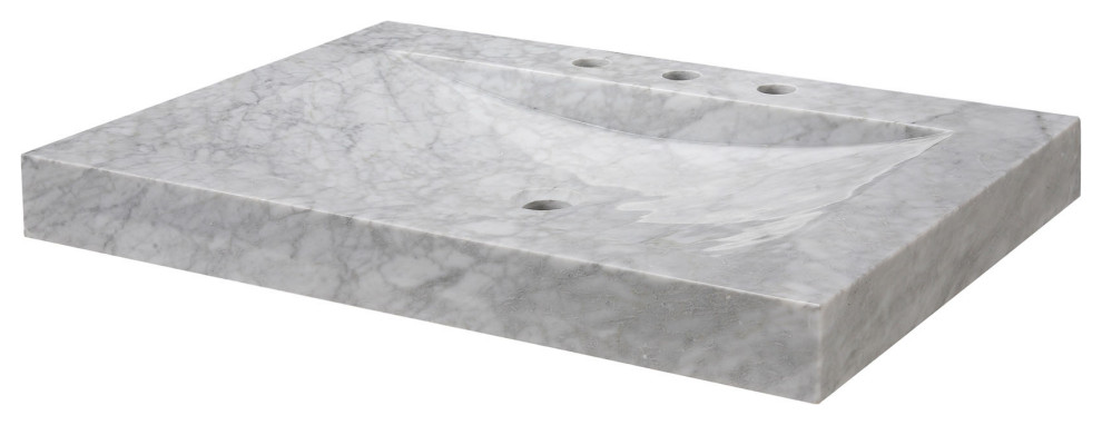 RYVYR SVT240WT Stone Vanity Top - 24-inch White Carrara Marble