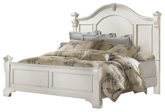 American Woodcrafters Heirloom Solid Wood King Poster Bed in Antique White