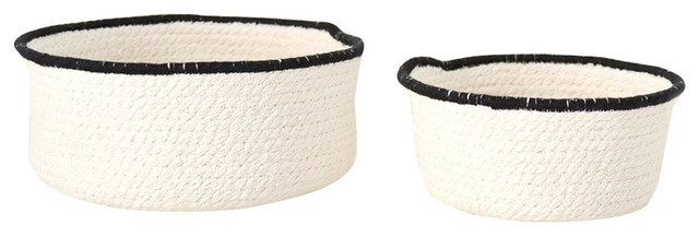 Scandinavian Decorative Bowl Set, Black Trim, Set of 3