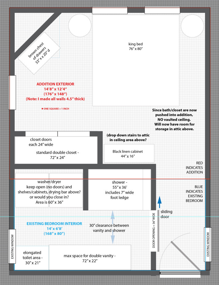 Is 30" clearance in front of a bathroom vanity enough space?