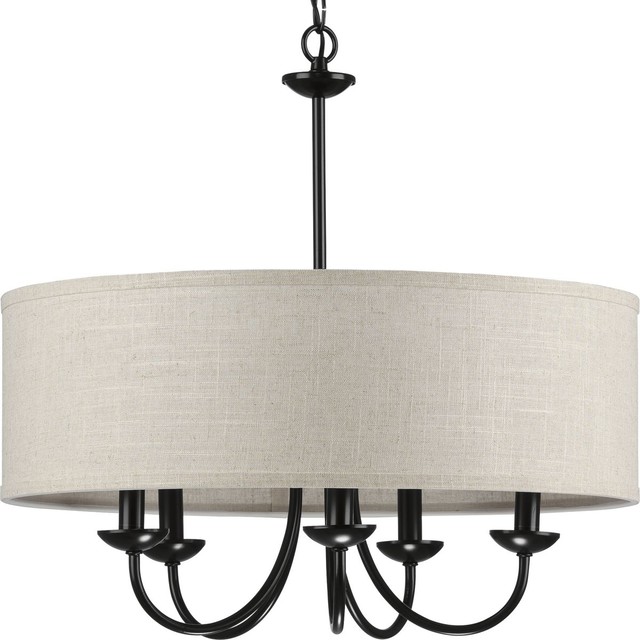 Drum Shade 5-Light Chandelier, Black