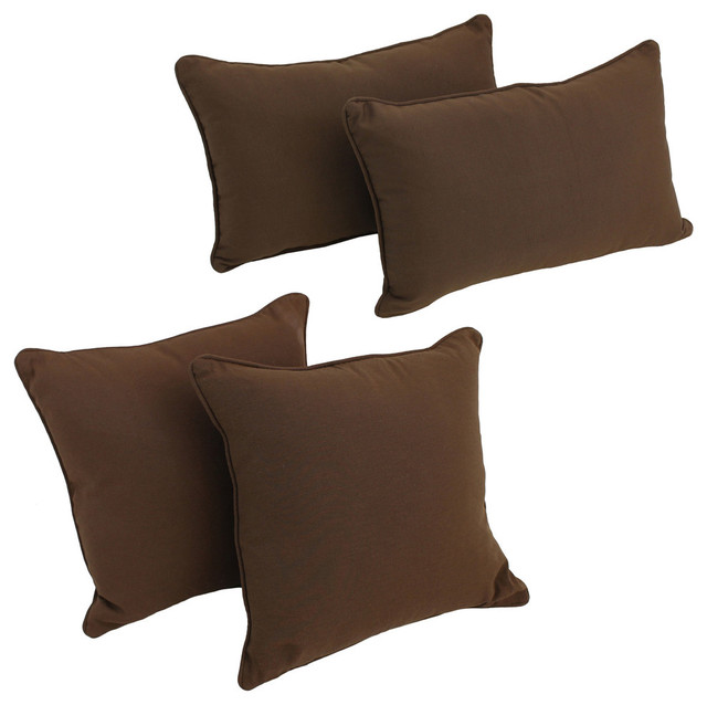 4-Piece Solid Twill Throw Pillows With Inserts, Toffee