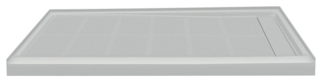 Transolid Linear 60"x30" Rectangular Shower Base With Right Hand Drain, Gray