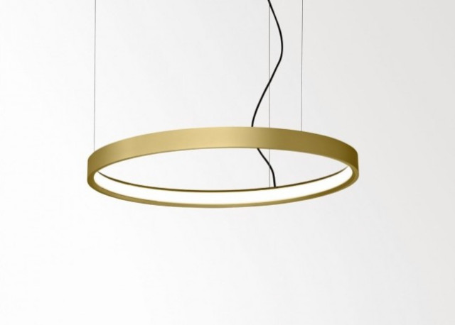 Akari Modern Circular Ring LED Chandelier, Golden, 1 Ring Dia 16"