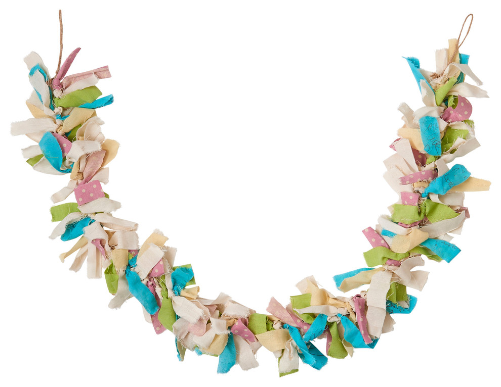 Rag Tie Garland, 63" Contemporary Wreaths And Garlands by WORTH