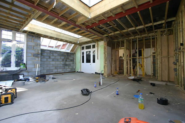 Kitchen Orangery construction complete, ready for interior finishing