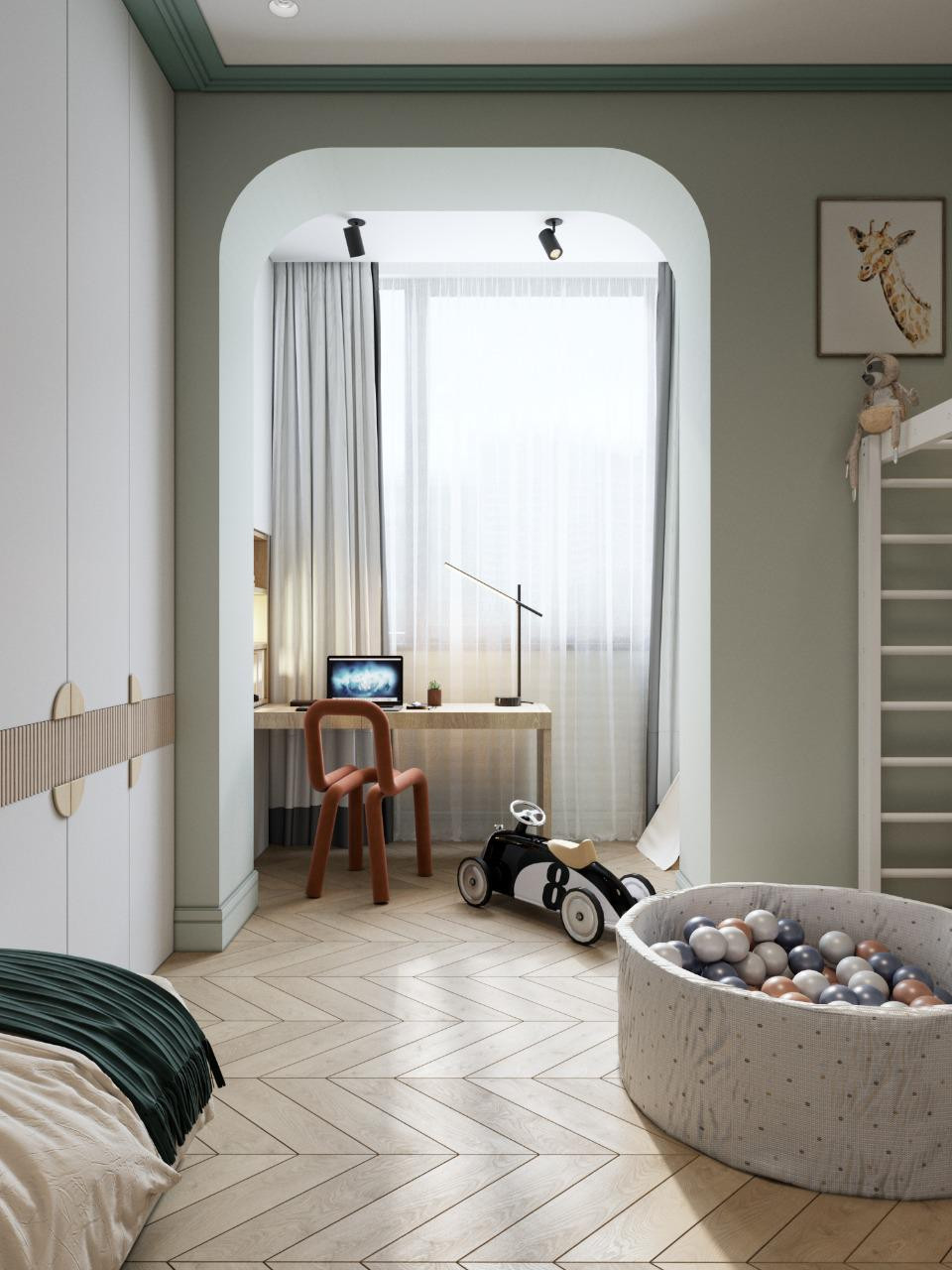 Квартира 100м.кв. в светло-зеленых оттенках оттенках