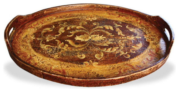Accessory Tray Oval, Fresco Brown Crackled